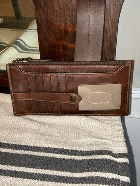 NWOT Frye Melissa Leather Snap Card Wallet Dark Brown Retail $98